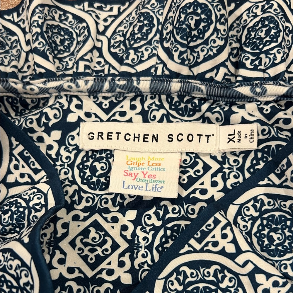 Gretchen Scott Sleeveless Navy & White Patterned Shift Dress - Picture 4 of 6